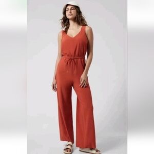 Athleta Savannah Jumpsuit Romper Wide Leg Casual Current Red